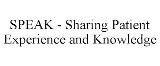 SPEAK - SHARING PATIENT EXPERIENCE AND KNOWLEDGE trademark