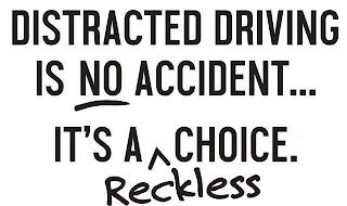 DISTRACTED DRIVING IS NO ACCIDENT... IT'S A RECKLESS CHOICE. trademark