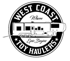 WEST COAST TOY HAULERS WHERE EPIC BEGINS trademark