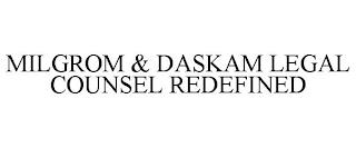 MILGROM & DASKAM LEGAL COUNSEL REDEFINED trademark