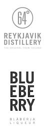 64° REYKJAVIK DISTILLERY THE ORIGINAL FROM ICELAND BLU EBE RRY BLABERJA LIQUEUR trademark