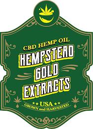 CBD HEMP OIL HEMPSTEAD GOLD EXTRACTS USA GROWN AND HARVESTED trademark