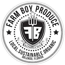 FB FARM BOY PRODUCE, KOMBUCHA, LOCAL.SUSTAINABLE.ORGANIC. ORLANDO, FLORIDA trademark