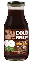 WIDE AWAKE COFFEE CO. COLD BREW UNSWEETENED COFFEE DRINK MOCHA NATURAL FLAVOR WITH OTHER NATURAL FLAVOR 9.5 FL OZ (281ML) trademark