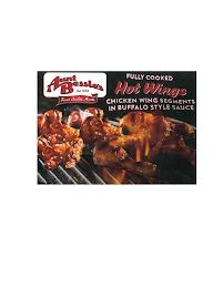 AUNT BESSIE'S EST. 1958 FINEST QUALITY MEATS FULLY COOKED HOT WINGS CHICKEN WING SEGMENTS IN BUFFALO STYLE SAUCE trademark