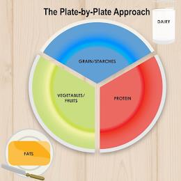 THE PLATE-BY-PLATE APPROACH DAIRY GRAIN / STARCHES VEGETABLES /FRUITS PROTEIN FATS trademark