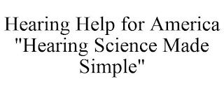 HEARING HELP FOR AMERICA "HEARING SCIENCE MADE SIMPLE" trademark