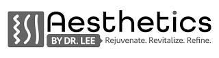 AESTHETICS BY DR. LEE REJUVENATE. REVITALIZE. REFINE. trademark