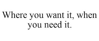 WHERE YOU WANT IT, WHEN YOU NEED IT. trademark