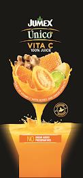 JUMEX ÚNICO VITA C 100% JUICE SOURCE OFVITAMIN C WITH HONEY AND GINGER EXTRACTS PREMIUM · PREMIUM NO SUGAR ADDED PRESERVATIVES trademark