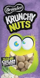 BRANDER KRUNCHY NUTS SOUR CREAM AND ONIONS COATED PEANUTS MANÍCAN COBETURA trademark