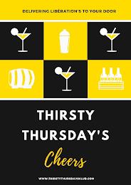 DELIVERING LIBÉRATION'S TO YOUR DOOR THIRSTY THURSDAY'S CHEERS WWW.THIRSTYTHURSDAYSCLUB.COM trademark