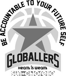 BE ACCOUNTABLE TO YOUR FUTURE SELF GLOBALLERS HEALTH IS WEALTH SUN CHLORELLA trademark