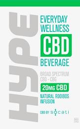 HYPE EVERYDAY WELLNESS CBD BEVERAGE BROAD SPECTRUM CBD-CBG 20MG CBD NATURAL ROOIBOS INFUSION CBD BY SOCATI ND THC trademark