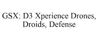 GSX: D3 XPERIENCE DRONES, DROIDS, DEFENSE trademark