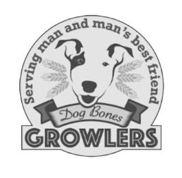 SERVING MAN AND MAN'S BEST FRIEND DOG BONES GROWLERS trademark