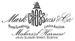 CROSS MARK W CROSS & CO. HORSE FURNISHINGS LONDON SADDLES MAKERS OF HARNESS 118-120 SUDBURY STREET, BOSTON trademark