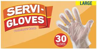 SERVI-GLOVES PROTECT YOUR HANDS 30 GLOVES LARGE trademark