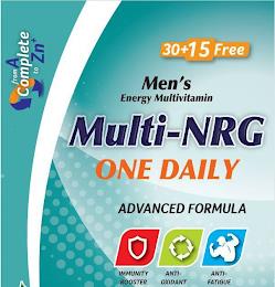 MEN'S ENERGY MULTIVITAMIN MULTI-NRG ONE DAILY ADVANCED FORMULA IMMUNITY BOOSTER ANTI-OXIDANT ANTI-FATIGUE FROM A COMPLETE TO ZN+ 30+15 FREE trademark