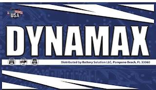 USA DYNAMAX DISTRIBUTED BY BATTERY SOLUTION LLC, POMPANO BEACH, FL 33060 NONTRANSFERABLE LIMITED WARRANTY PROOF OF PURCHASE REQUIRED trademark