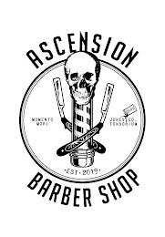 ASCENSION BARBER SHOP MOMENTO MORI JONES CO. TONSORIUM · EST · 2019 · trademark