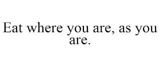 EAT WHERE YOU ARE, AS YOU ARE. trademark