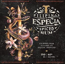 T 1854 PILIPINAS ESPECIA SPICED RUM FILIPINO RUM INTERTWINED WITH NATURAL FLAVORS 750 ML 40% ALC/VOL trademark