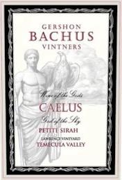 GERSHON BACHUS VINTNERS WINE OF THE GODS CAELUS GOD OF THE SKY 2016 PETITE SIRAH LAWRENCE VINEYARD TEMECULA VALLEY LIMITED EDITION: 1 OF 3000 ALC. 13% BY VOL. trademark