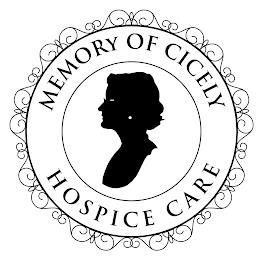 MEMORY OF CICELY HOSPICE CARE trademark