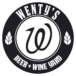 W WENTY'S BEER + WINE YARD trademark