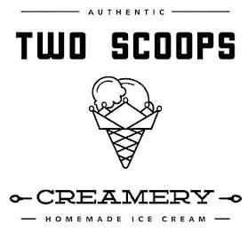 AUTHENTIC TWO SCOOPS CREAMERY HOMEMADE ICE CREAM trademark