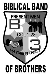 BIBLICAL BAND OF BROTHERS PRESENT MEN MATURE IN CHRIST B 3 COL 1:28 trademark