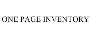 ONE PAGE INVENTORY trademark