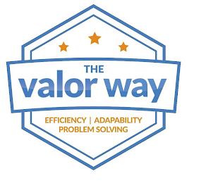 THE VALOR WAY EFFICIENCY | ADAPTABILITY PROBLEM SOLVING trademark