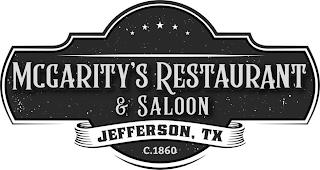 MCGARITY'S RESTAURANT & SALOON JEFFERSON, TX C.1860 trademark