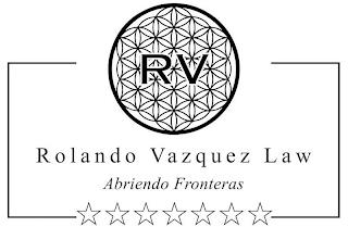 RV ROLANDO VAZQUEZ LAW ABRIENDO FRONTERAS trademark