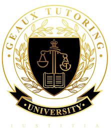 GT · GEAUX TUTORING · IUSTITIA · UNIVERSITY · trademark