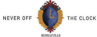 NEVER OFF THE CLOCK HUSSLEVILLE trademark