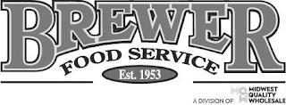 BREWER FOOD SERVICE EST. 1953 A DIVISION OF MQW MIDWEST QUALITY WHOLESALE trademark