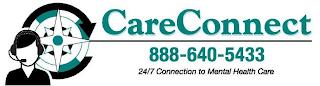 CARECONNECT 888-640-5433 24/7 CONNECTION TO MENTAL HEALTH CARE trademark