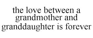 THE LOVE BETWEEN A GRANDMOTHER AND GRANDDAUGHTER IS FOREVER trademark