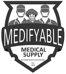 MEDIFYABLE MEDICAL SUPPLY VETERANS NEVER STOP SERVING EST. 2020 trademark