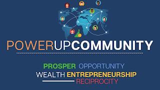 POWERUP COMMUNITY PROSPER OPPORTUNITY WEALTH ENTREPRENEURSHIP RECIPROCITY. trademark