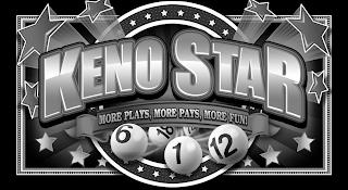 KENO STAR MORE PLAYS, MORE PAYS, MORE FUN! 6 18 1 12 74 trademark