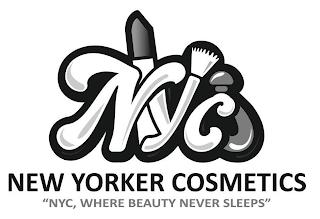 NYC NEW YORKER COSMETICS "NYC, WHERE BEAUTY NEVER SLEEPS" trademark