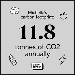 MICHELLE'S CARBON FOOTPRINT 11.8 TONNES OF CO2 ANNUALLY CLEVER CARBON trademark