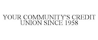 YOUR COMMUNITY'S CREDIT UNION SINCE 1958 trademark