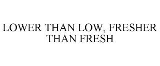 LOWER THAN LOW, FRESHER THAN FRESH trademark