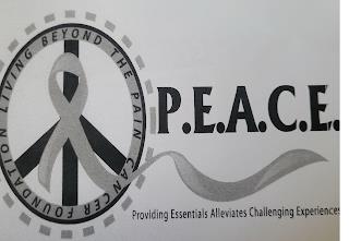 LIVING BEYOND THE PAIN CANCER FOUNDATION P.E.A.C.E. PROVIDING ESSENTIALS ALLEVIATES CHALLENGING EXPERIENCES trademark