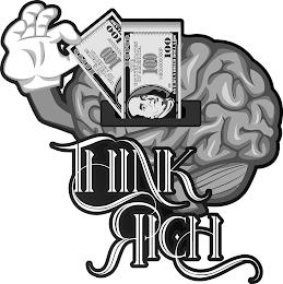 THINK RICH 100 100 100 THE UNITED STATES OF AMERICA HB00000000P ONE HUNDRED DOLLARS trademark